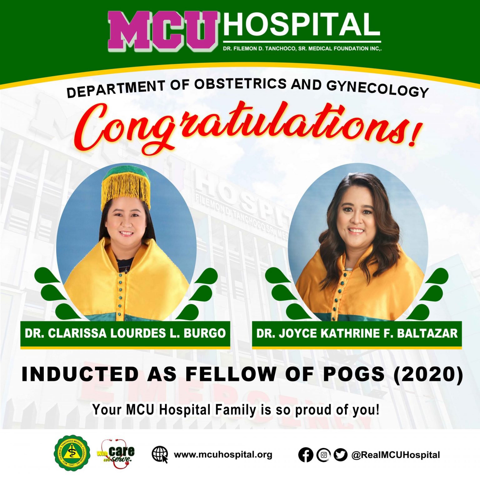 Department of Obstetrics and Gynecology pride! – MCU Hospital