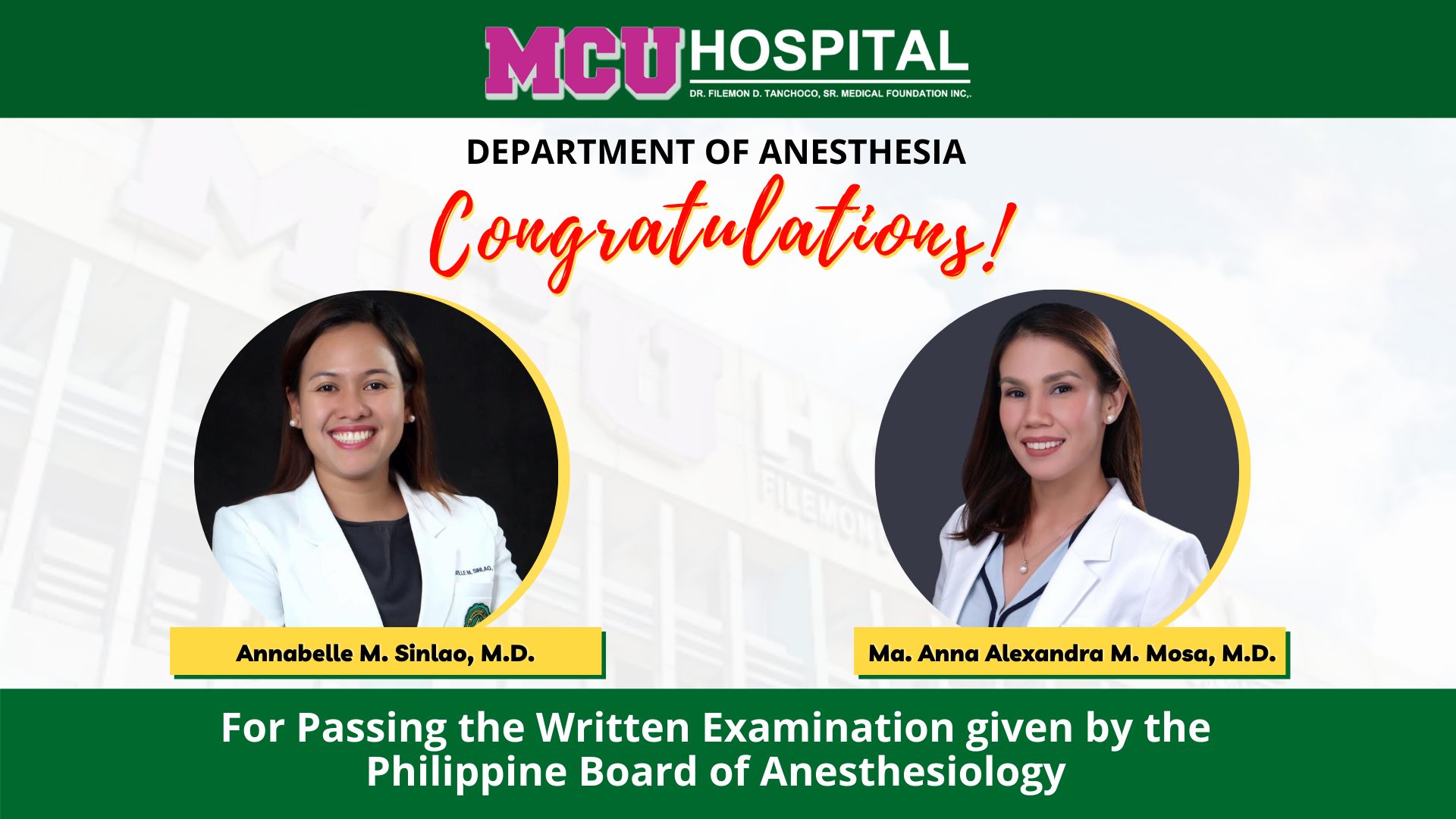 Department of Anesthesia’s pride! – MCU Hospital