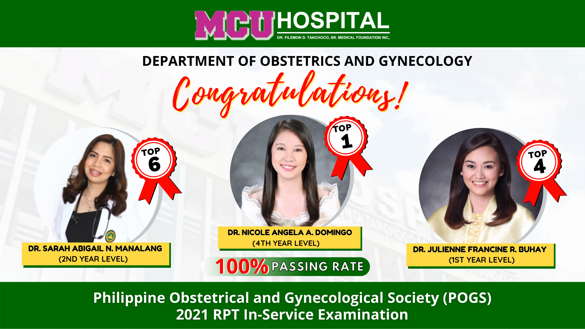 Department of Obstetrics and Gynecology’s Pride – MCU Hospital