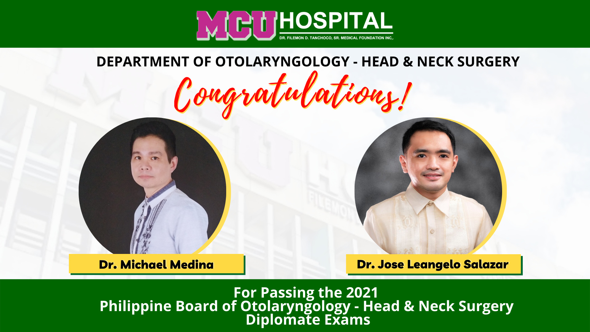 Department Of Otolaryngology – Head & Neck Surgery ‘s Pride! – Mcu Hospital