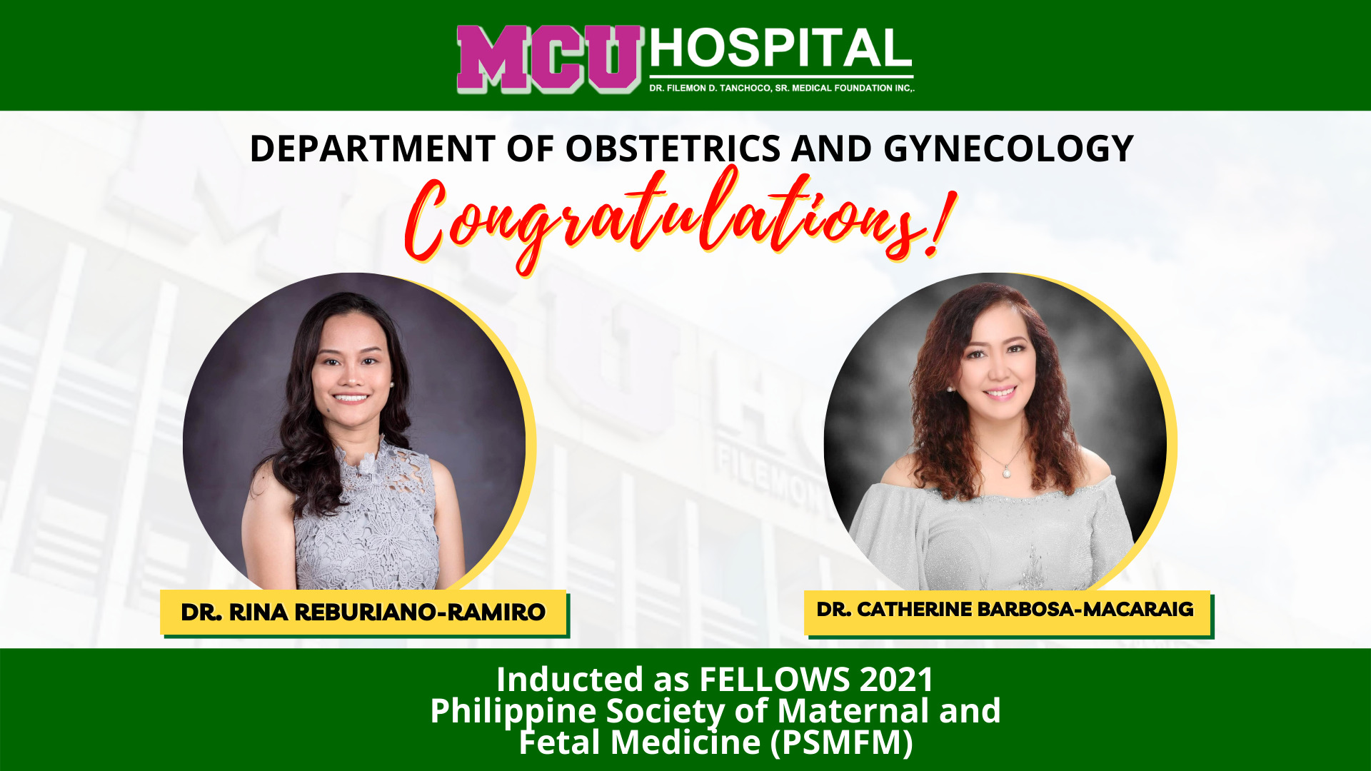 Department of Obstetrics and Gynecology’s Pride! – MCU Hospital